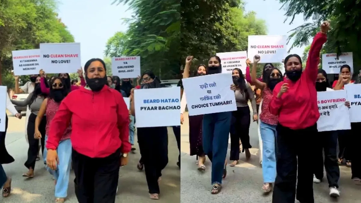 Girls held a rally for a clean-shaven boyfriend, video goes viral on social media